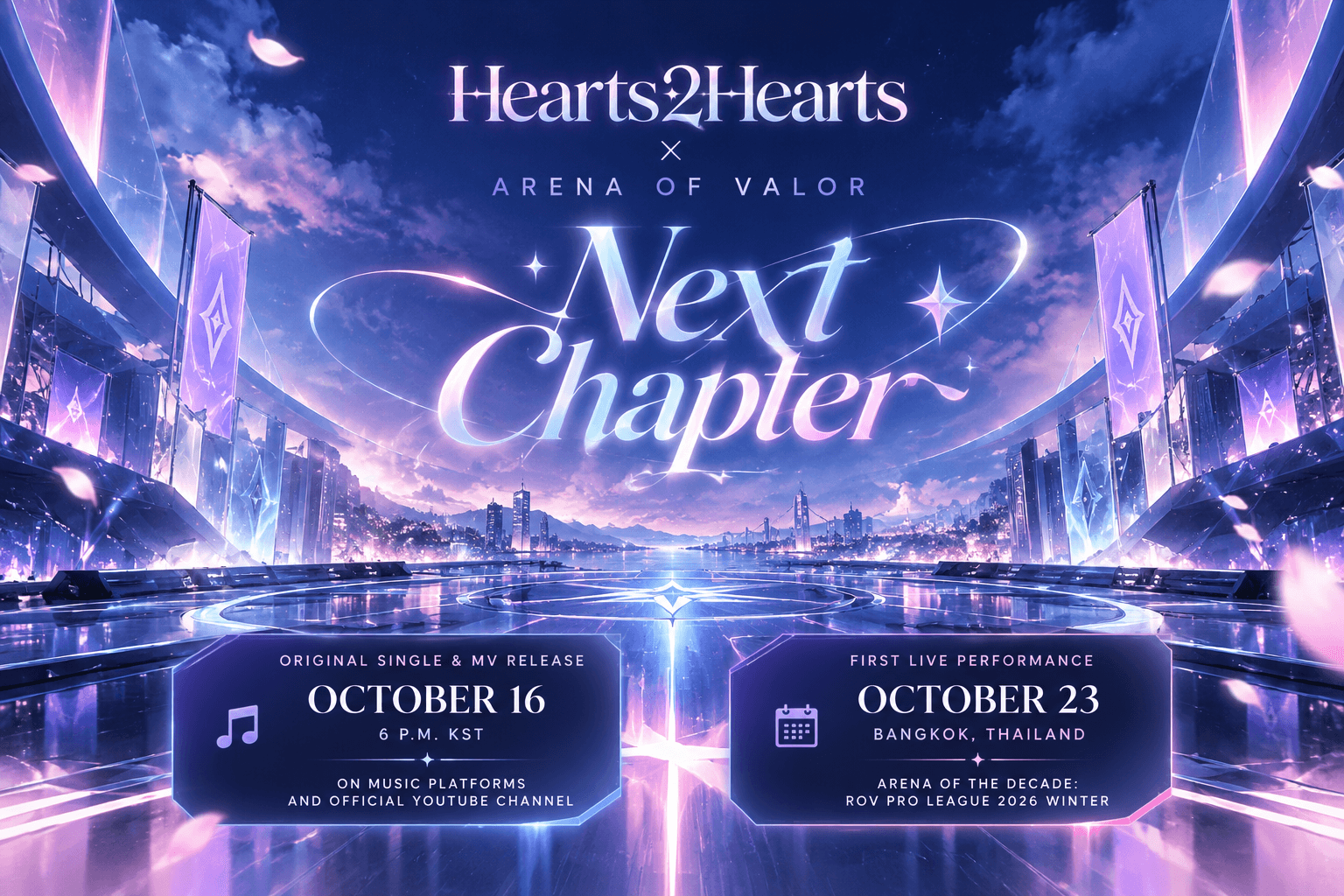 Original BiasList graphic for Hearts2Hearts’ Next Chapter collaboration with Arena of Valor.