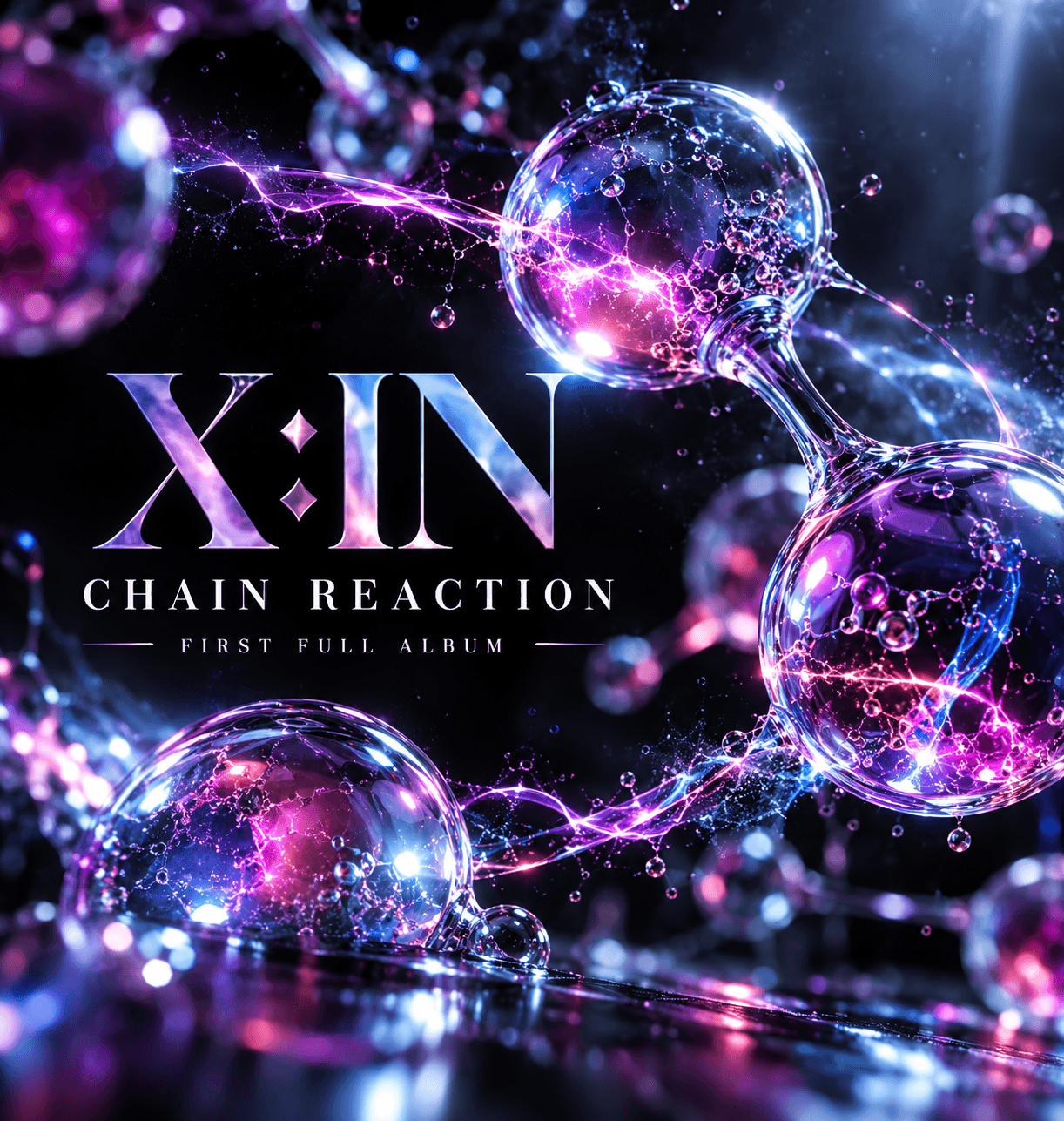 Original BiasList graphic for X:IN’s first full-length album Chain Reaction.