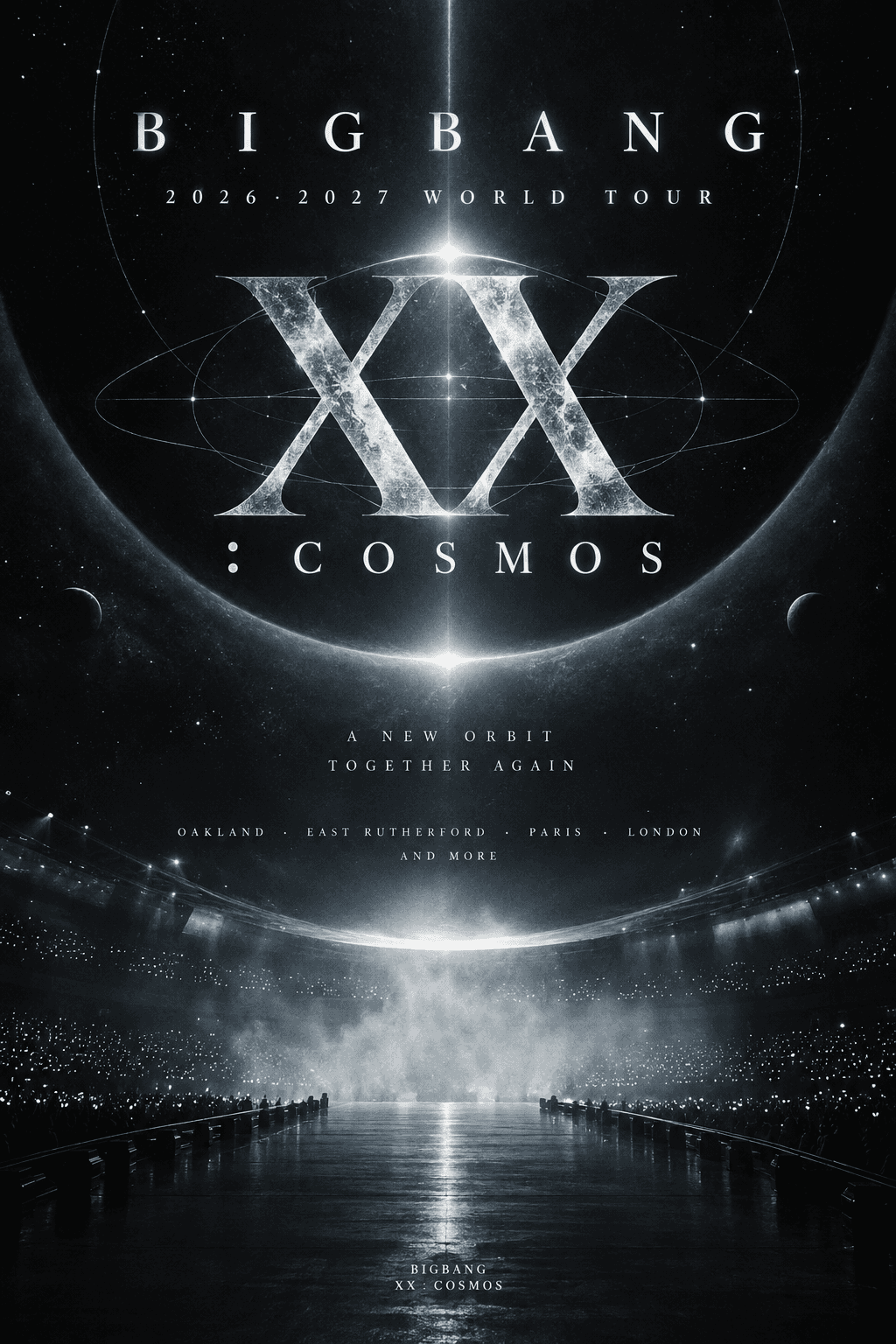 BiasList editorial graphic for BIGBANG’s XX : COSMOS U.S. tour return.